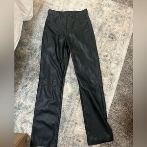 Agolde black straight leg leather jeans worn once